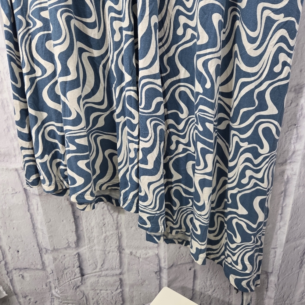 Ava & Viv X Blue Swirl Sleeveless Asymmetrical Hem Casual Summer Sun Dress - Picture 3 of 8
